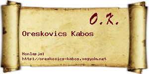 Oreskovics Kabos névjegykártya